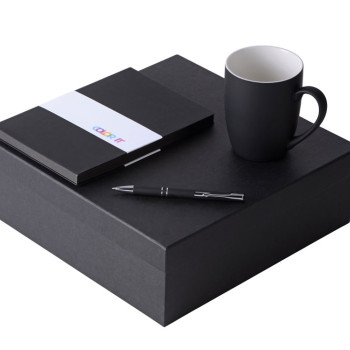 Подарочный набор с блокнотом С1, металлической ручкой и кружкой, черный
