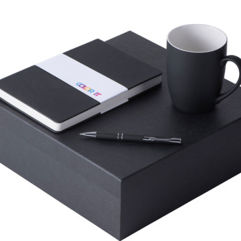 Подарочный набор с блокнотом С3, металлической ручкой и кружкой, черный