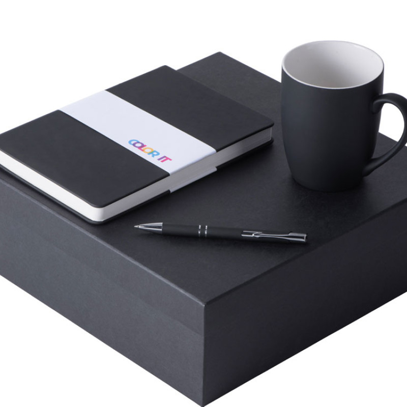 Подарочный набор с блокнотом С3, металлической ручкой и кружкой, черный