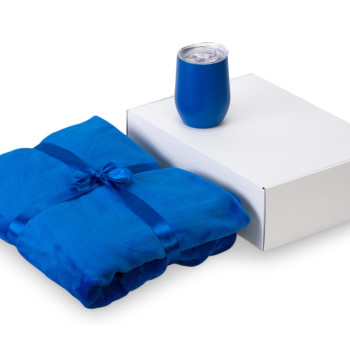 Подарочный набор «Dreamy hygge» 2.0 с пледом и термокружкой, синий