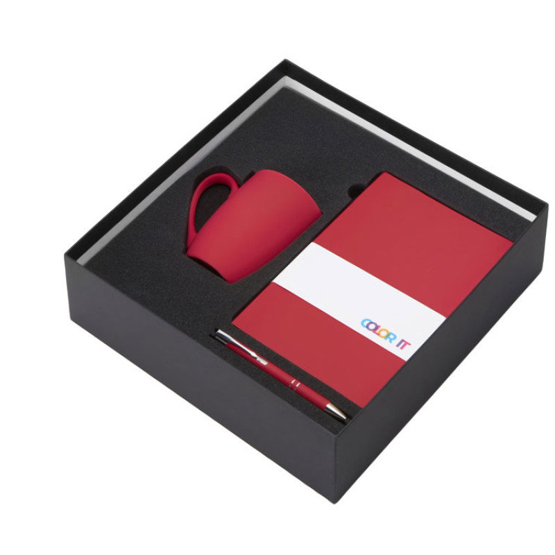 Подарочный набор с блокнотом С3, металлической ручкой и кружкой, красный