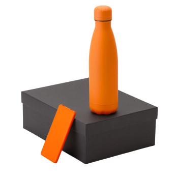 Подарочный набор с термобутылкой и повербанком С1, 5000 mAh, оранжевый