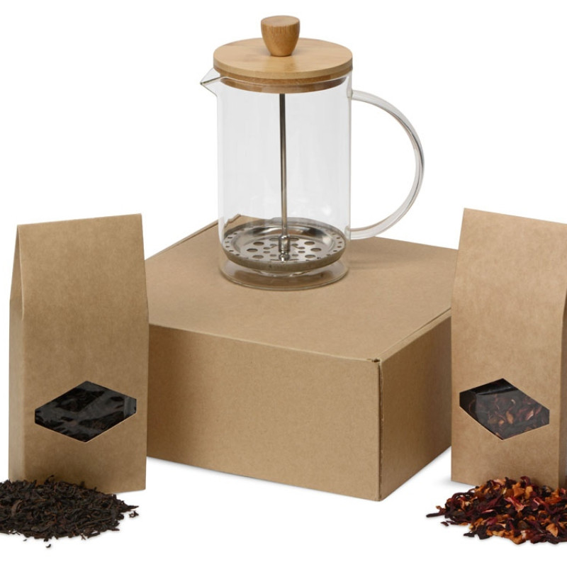 Подарочный набор с чаем и френч-прессом "Чайная композиция"