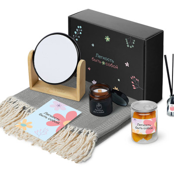 Подарочный набор «Re:f. Shelter»  с пледом, зеркалом, свечой и диффузором