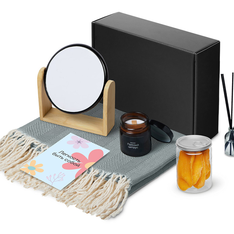 Подарочный набор «Re:f. Shelter»  с пледом, зеркалом, свечой и диффузором