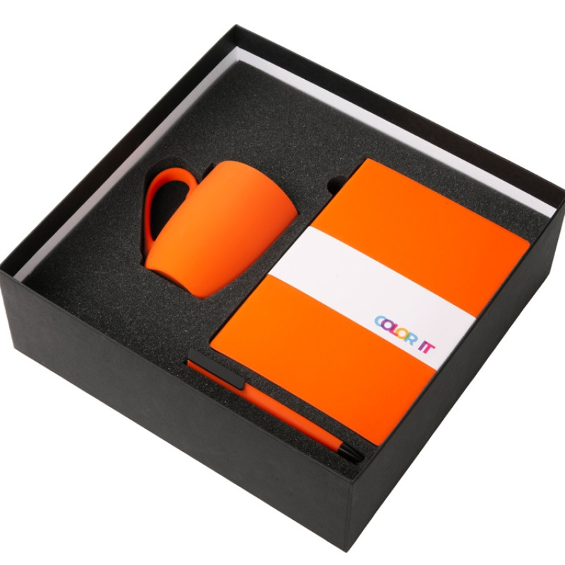 Подарочный набор c блокнотом C1, ручкой и кружкой, оранжевый