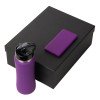 Подарочный набор с бутылкой для воды и повербанком С1, 5000 mAh, фиолетовый Подарочный набор с бутылкой для воды и повербанком С1, 5000 mAh, фиолетовый