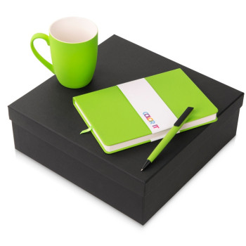 Подарочный набор c блокнотом C2, ручкой и кружкой, зеленое яблоко