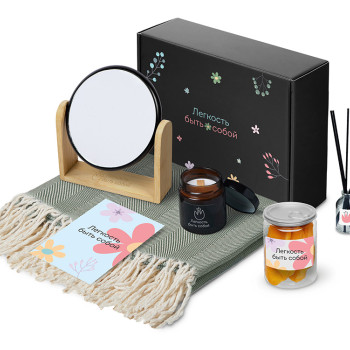 Подарочный набор «Re:f. Shelter»  с пледом, зеркалом, свечой и диффузором