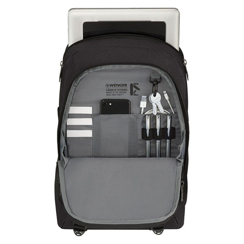 Рюкзак WENGER Oryson 16", чёрный, переработанный ПЭТ/Полиэстер, 32х45х19 см, 25 л.