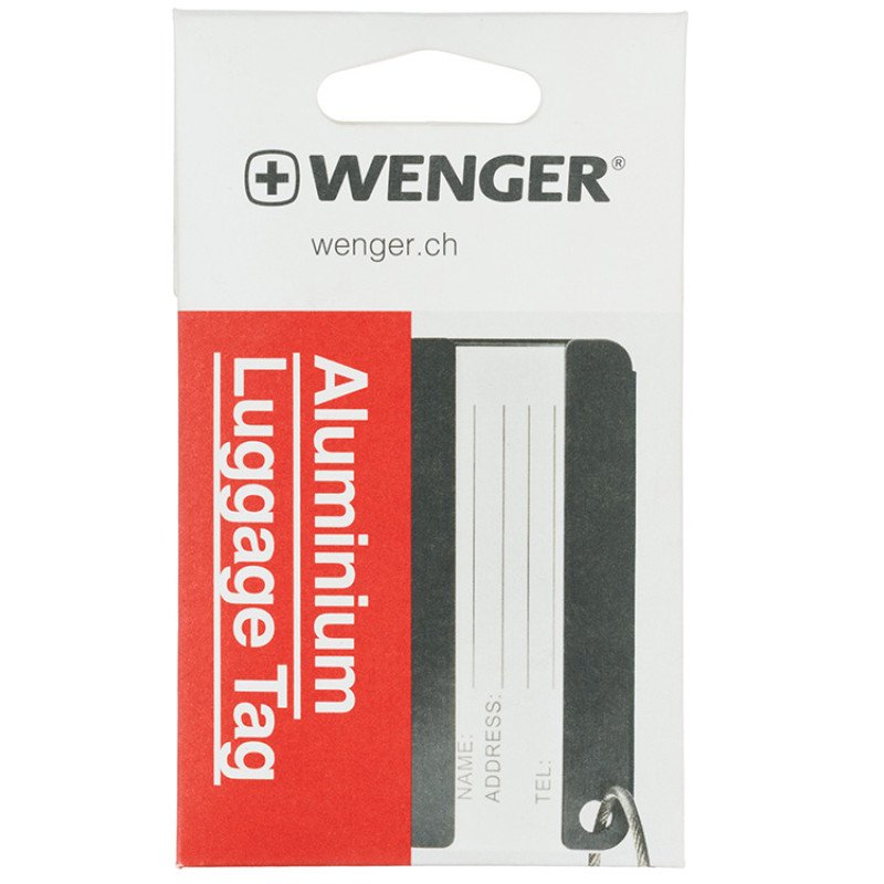 Бирка для багажа WENGER, черная, алюминий, 8 x 0,3 x 4 см