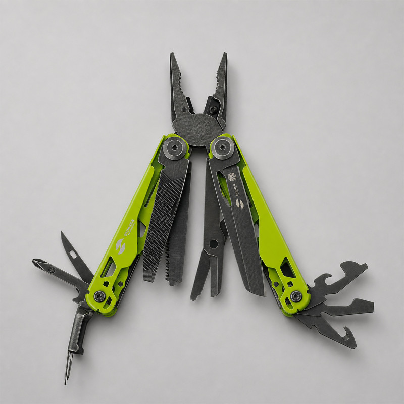 Мультитул Stinger, 107 х 19 мм, 19 функций, сталь, салатовый корпус, стоунвош, в картонной коробке, в комплекте нейлоновый чехол Мультитул Stinger, 107 х 19 мм, 19 функций, сталь, салатовый корпус, стоунвош, в картонной коробке, в комплекте нейлоновый чехол