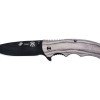 Нож складной Stinger, 120 мм, (чёрный), материал рукояти: дерево/сталь (серый), в картонной коробке