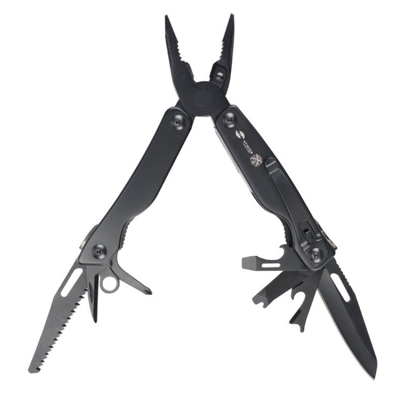 Мультитул Stinger, 100x40 мм, 11 функций, сталь, чёрный, в комплекте нейлоновый чехол