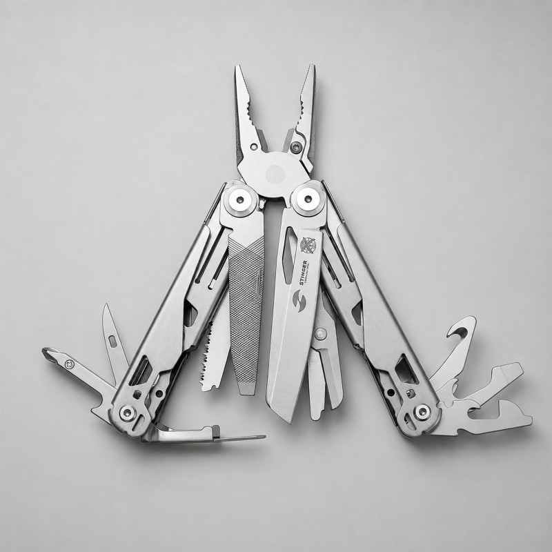 Мультитул Stinger, 107 х 40 мм, 20 функций, нержавеющая сталь, серебристый, в комплекте нейлоновый чехол, в картонной коробке Мультитул Stinger, 107 х 40 мм, 20 функций, нержавеющая сталь, серебристый, в комплекте нейлоновый чехол, в картонной коробке