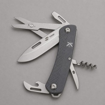 Нож перочинный Stinger, 103 мм, 10 функций, материал рукояти АБС-пластик (серый), в картонной коробке