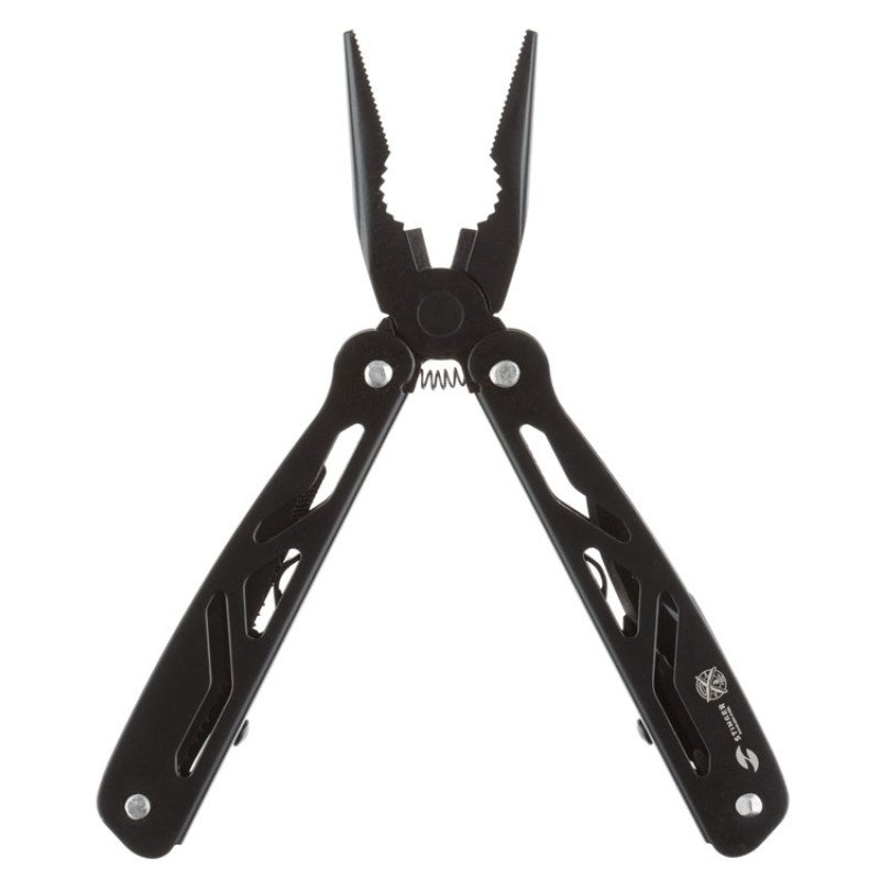 Мультитул Stinger, 100x35 мм, 12 функций, сталь/алюминий, чёрный, в комплекте нейлоновый чехол