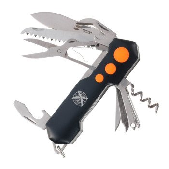 Нож перочинный Stinger, 96 мм, 15 функций, материал рукояти: алюминий, PP (черный/оранжевый)