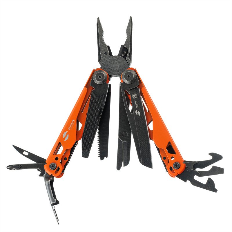 Мультитул Stinger, 107 х 19 мм, 19 функций, сталь, оранжевый корпус, стоунвош, в картонной коробке, в комплекте нейлоновый чехол Мультитул Stinger, 107 х 19 мм, 19 функций, сталь, оранжевый корпус, стоунвош, в картонной коробке, в комплекте нейлоновый чехол