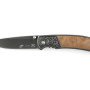 Нож складной Stinger, 71 мм, (чёрный), материал рукояти: сталь/дерево (коричневый)