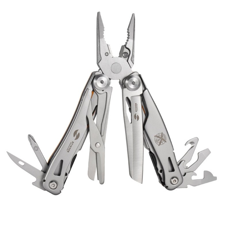 Мультитул Stinger, 106 мм, 15 функций, сталь/АБС-пластик, оранжевый, в комплекте нейлоновый чехол