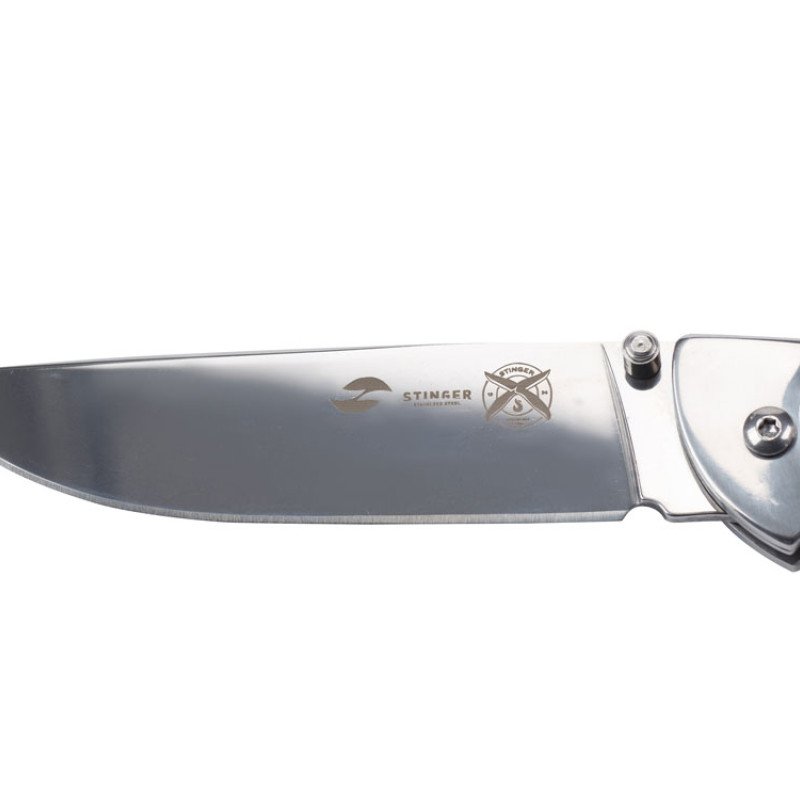 Нож складной Stinger, 105 мм, (серебристый), материал рукояти: сталь/дерево (серебристо-коричневый)