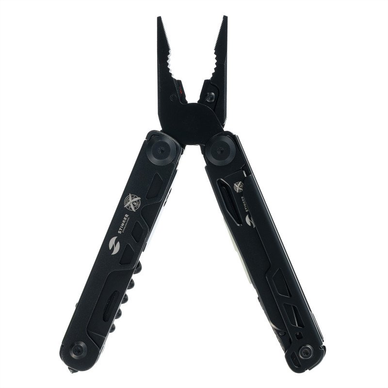 Мультитул Stinger, 113 х 19 мм, 19 функций, сталь, черный, в картонной коробке, в комплекте нейлоновый чехол