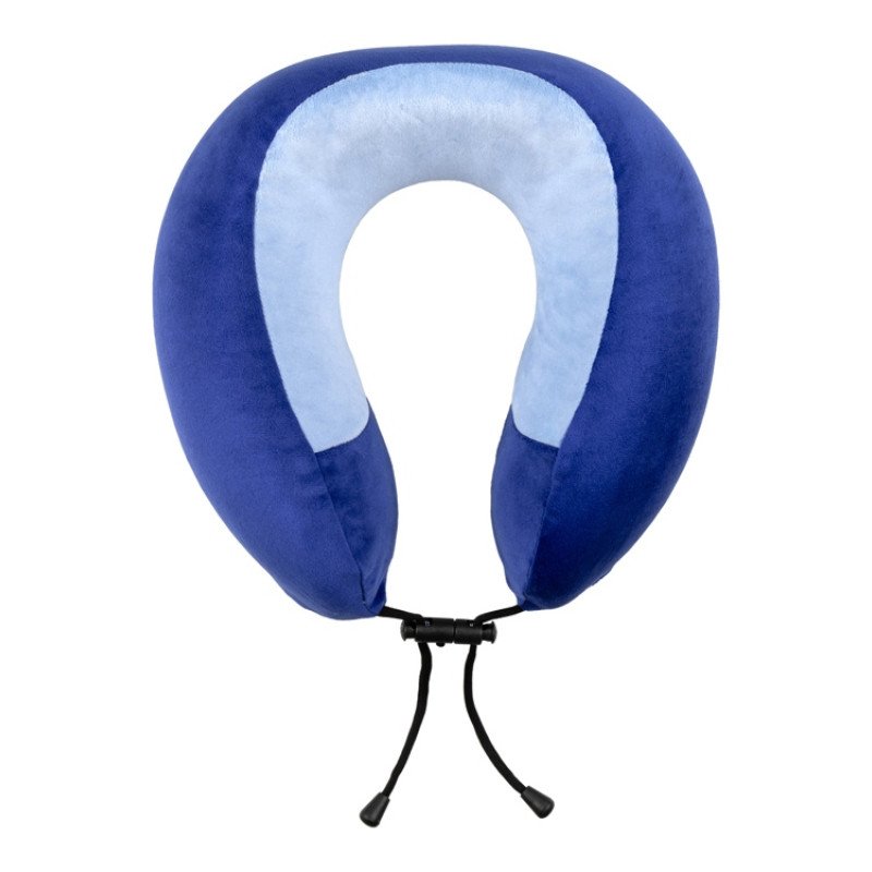 Подушка TORBER, дорожная, с эффектом памяти, синяя, полиэстер+спандекс