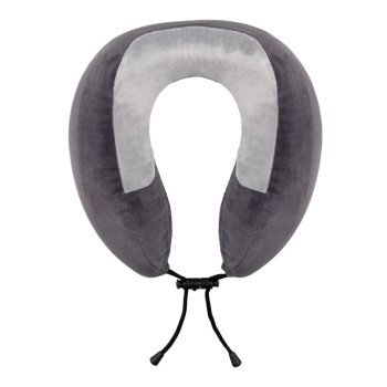 Подушка TORBER, дорожная, с эффектом памяти, тёмно-серая, полиэстер+спандекс