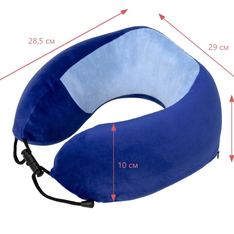 Подушка TORBER, дорожная, с эффектом памяти, синяя, полиэстер+спандекс