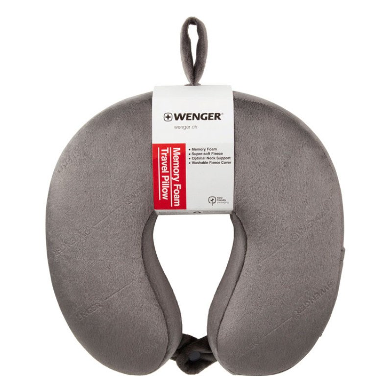 Подушка для самолета WENGER, с эффектом памяти, серая, флис