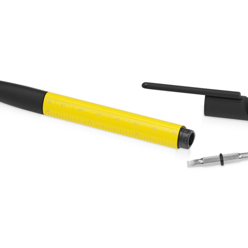 Ручка-стилус металлическая шариковая многофункциональная (6 функций) «Multy», желтый