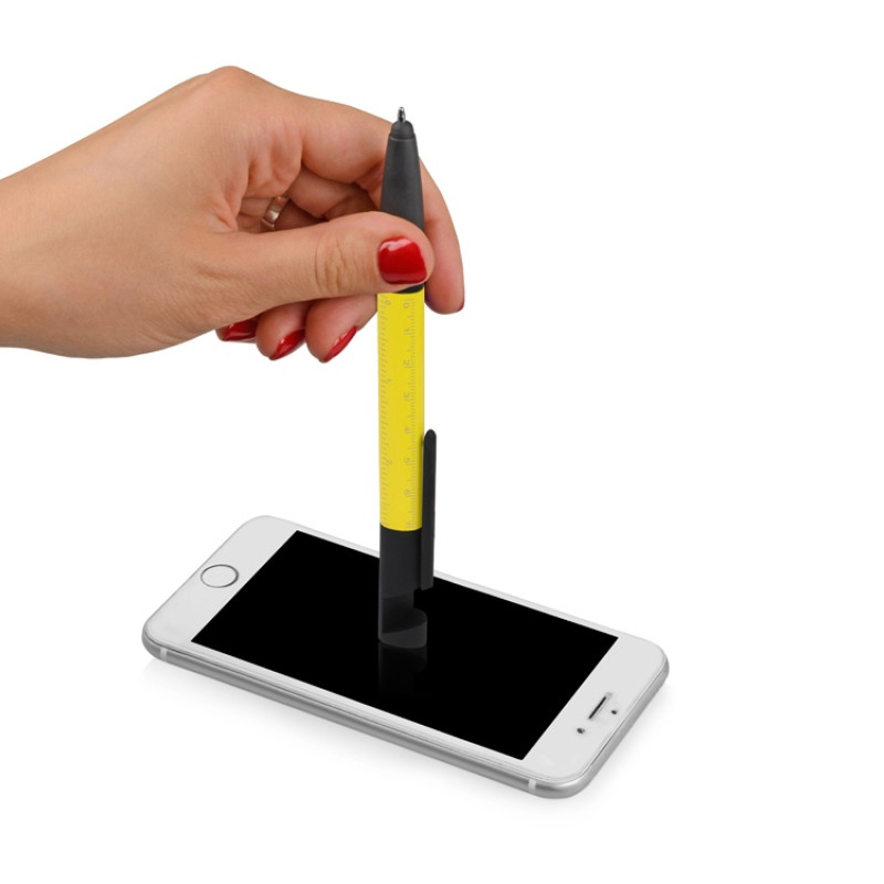 Ручка-стилус металлическая шариковая многофункциональная (6 функций) «Multy», желтый