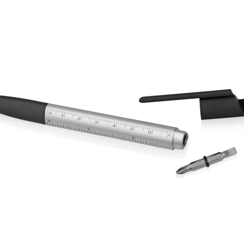 Ручка-стилус пластиковая шариковая многофункциональная (6 функций) «Multy», серебристый