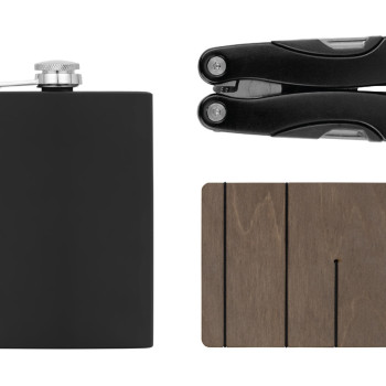 Набор с мультитулом и фляжкой "Путешественник 2.0.", черный