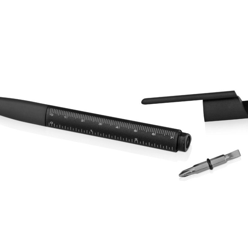 Ручка-стилус металлическая шариковая многофункциональная (6 функций) «Multy», черный