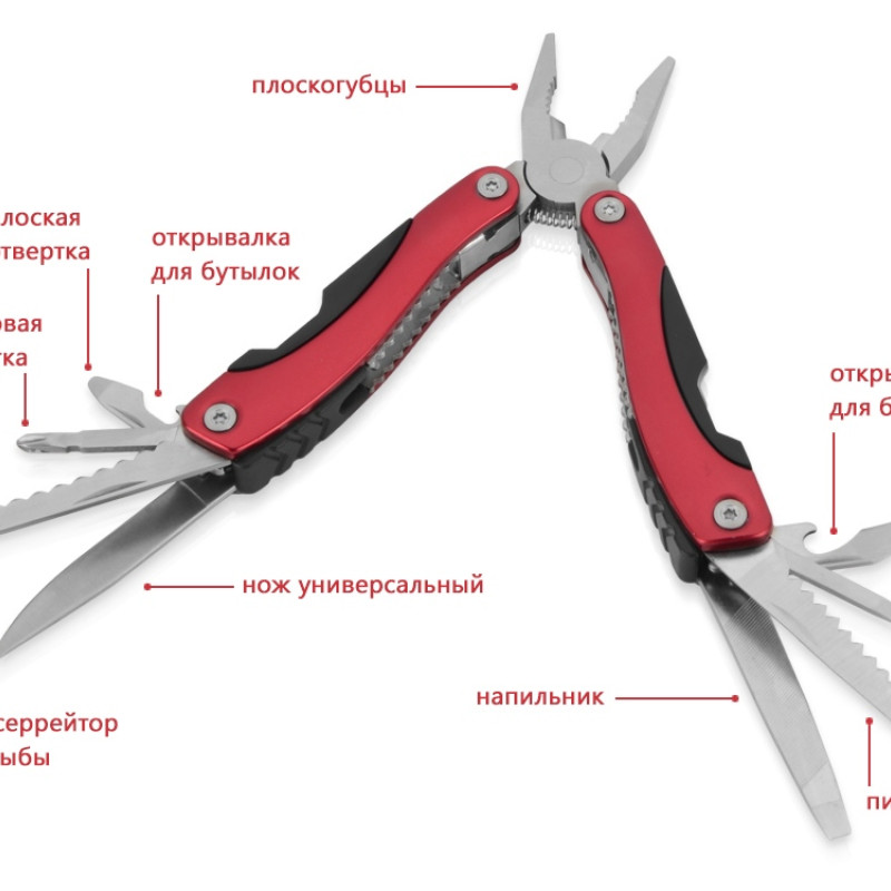 Мультиинструмент-пассатижи "Находка", красный/черный (P)