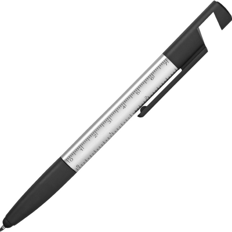 Ручка-стилус пластиковая шариковая многофункциональная (6 функций) «Multy», серебристый