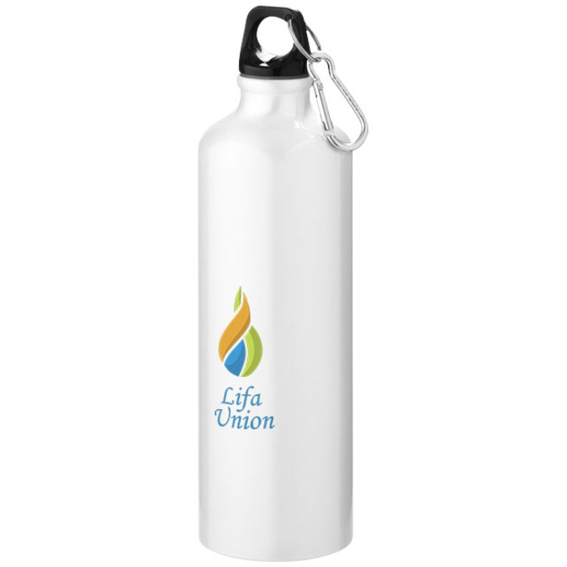 Алюминиевая бутылка для воды Oregon объемом 770 мл с карабином - Белый (P)