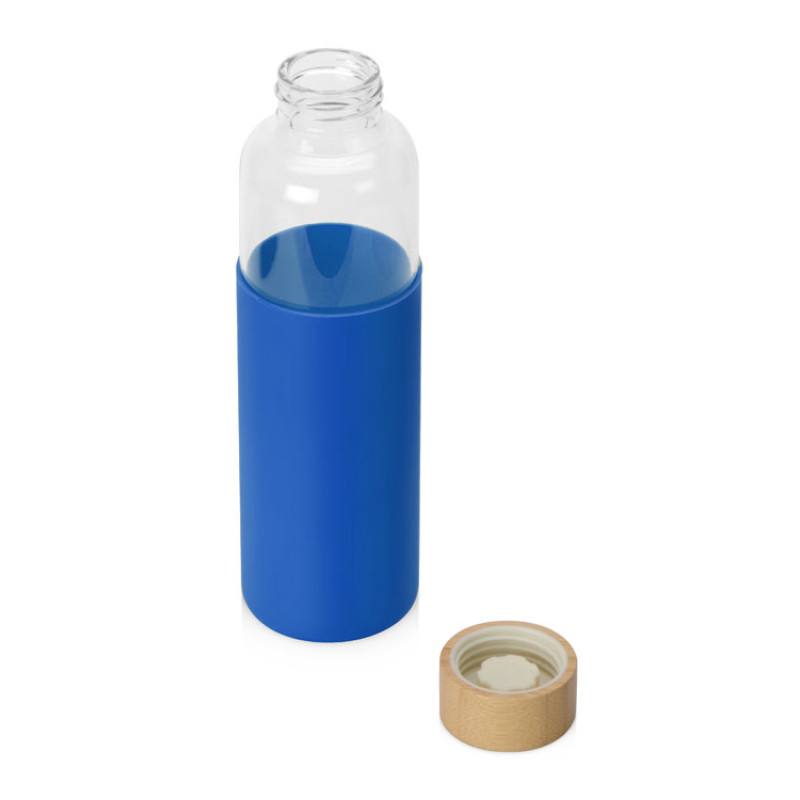 Бутылка для воды стеклянная "Refine", в чехле, 550 мл, темно-синий (P)