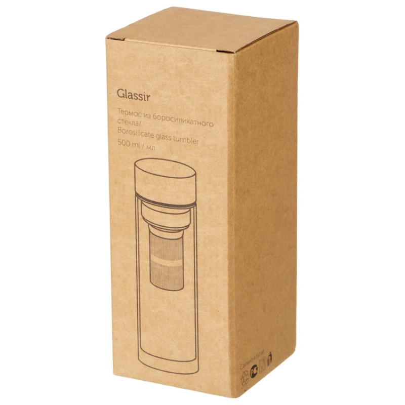 Стеклянная термобутылка "Glassir", 500мл, черный