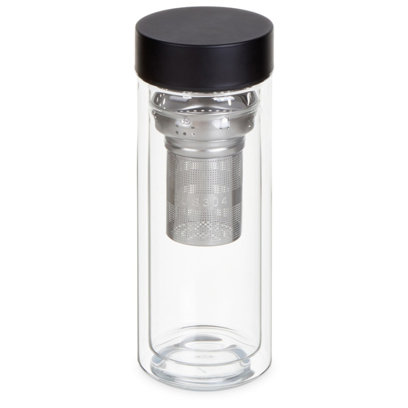 Стеклянная термобутылка "Glassir", 500мл, черный