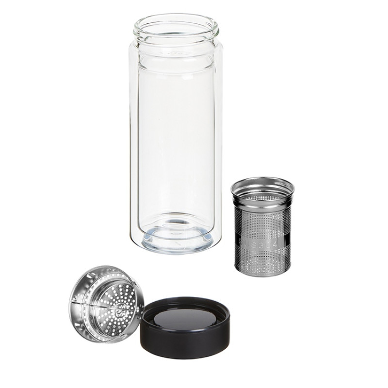 Стеклянная термобутылка "Glassir", 500мл, черный