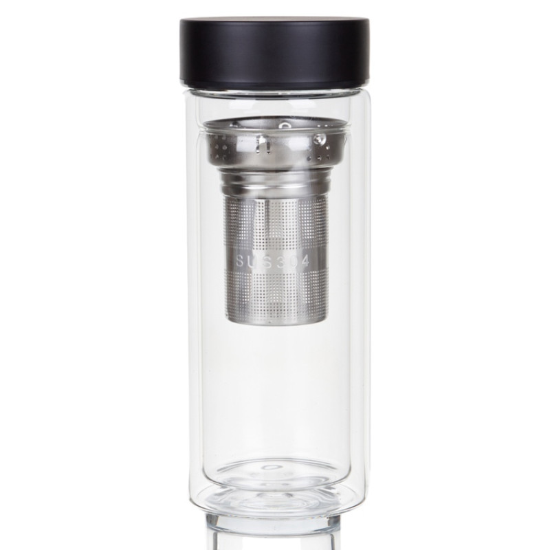 Стеклянная термобутылка "Glassir", 500мл, черный