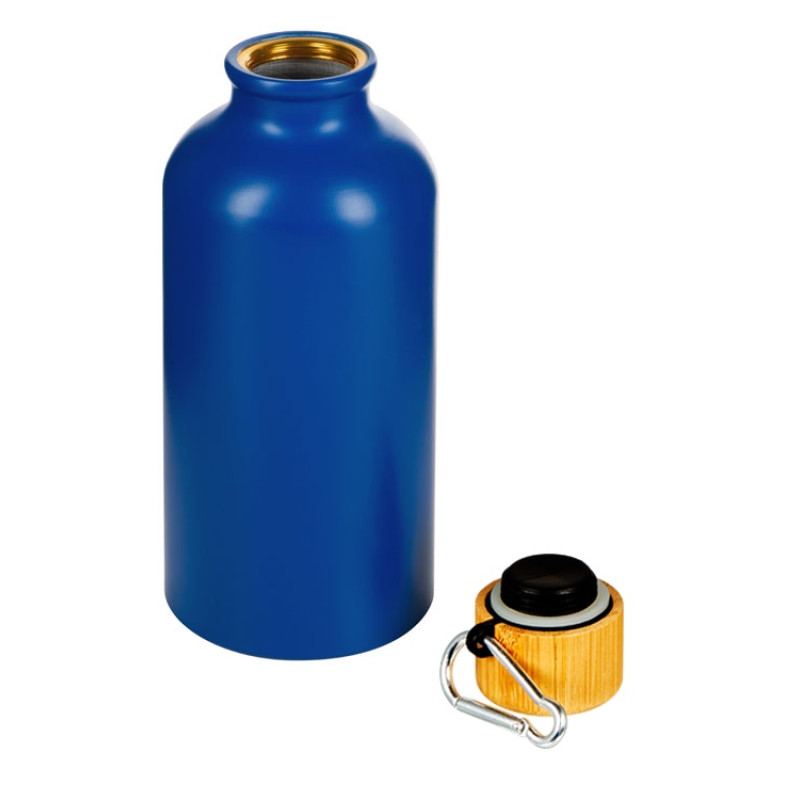 Матовая спортивная бутылка "Hip S Bamboo" с карабином и объемом 400 мл, синий