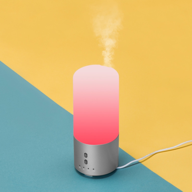 Увлажнитель воздуха с подсветкой "Breathe", белый/серебристый