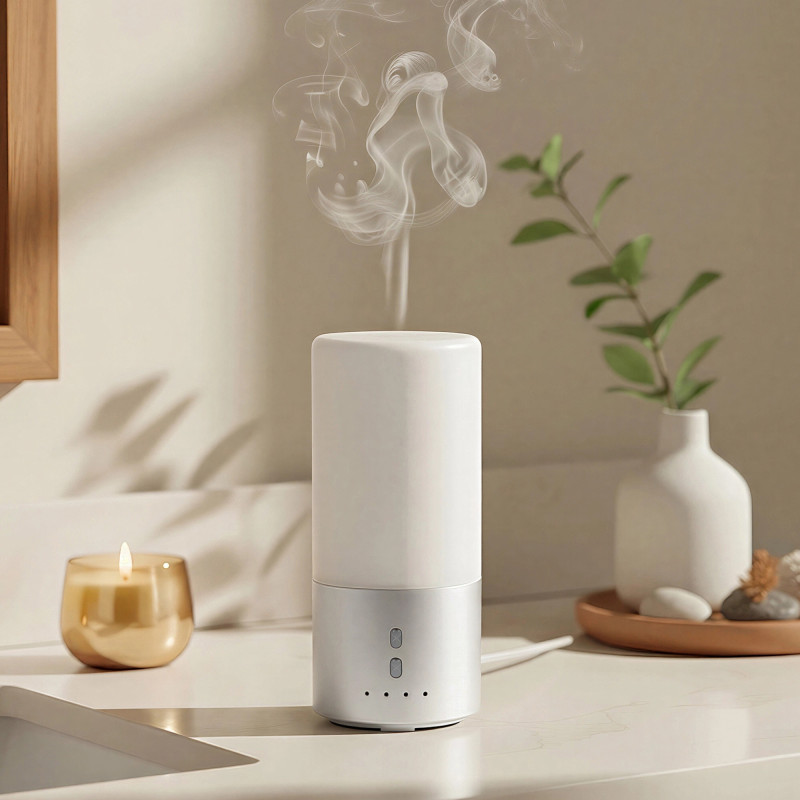 Увлажнитель воздуха с подсветкой "Breathe", белый/серебристый Увлажнитель воздуха с подсветкой "Breathe", белый/серебристый