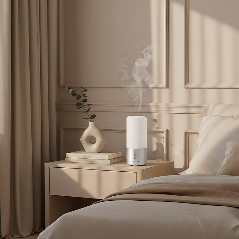 Увлажнитель воздуха с подсветкой "Breathe", белый/серебристый