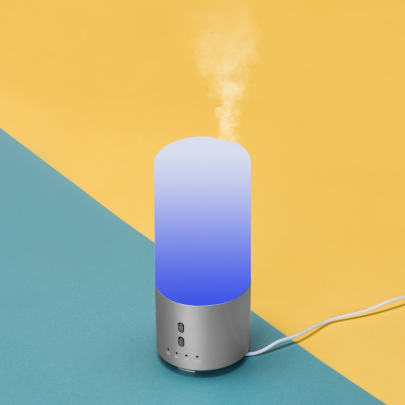 Увлажнитель воздуха с подсветкой "Breathe", белый/серебристый