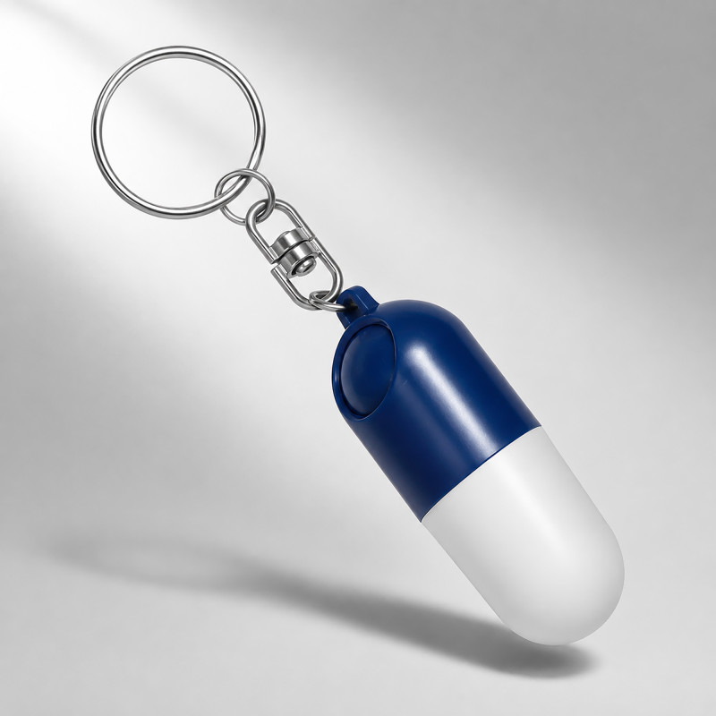 Таблетница в форме брелка "Capsule", белый/синий